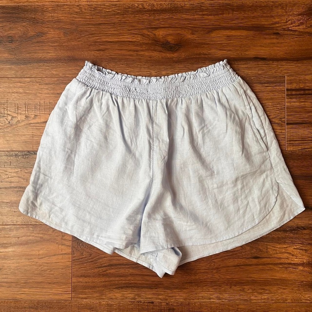Aerie Light Blue Linen Blend Lounge Shorts Women‎ M Coastal Minimalist Beach
